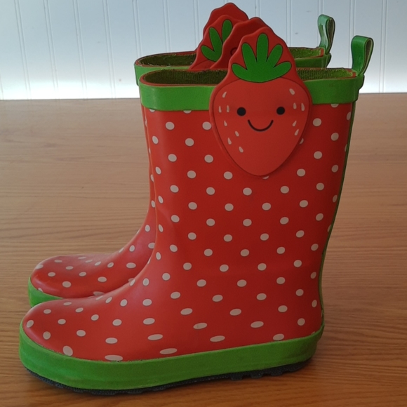strawberry rain boots